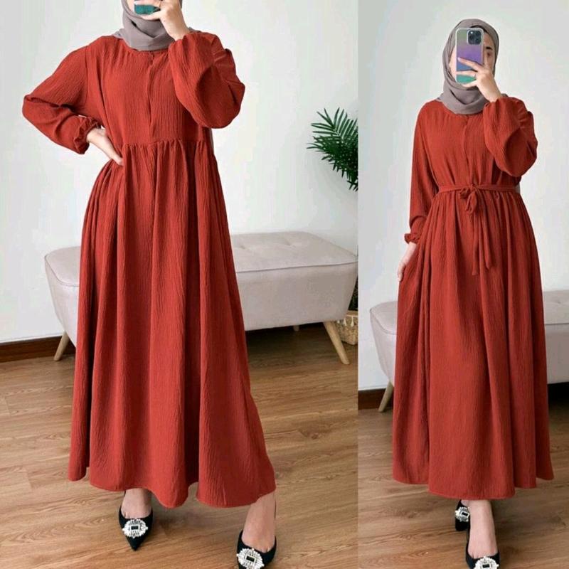 BALENA MIDI DRESS GAMIS CRINKEL PREMIUM TERBARU JUMBO POLOS BUSUI 5