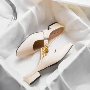 SHAFIRA - Sepatu Wanita Gesper Tali Rantai - Sandal Mules 3 cm - Shoes, Sendal