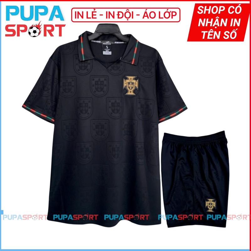  Bộ Đồ Đá Banh Strivend Tuyển Bồ Đào Nha World Cup 2026 - Sân Khách - Màu Đen Vải Mè Cho Nam Nữ Có In Tên Unisex Sport Top Quần áo  đá  banh  real  madrid  2025 