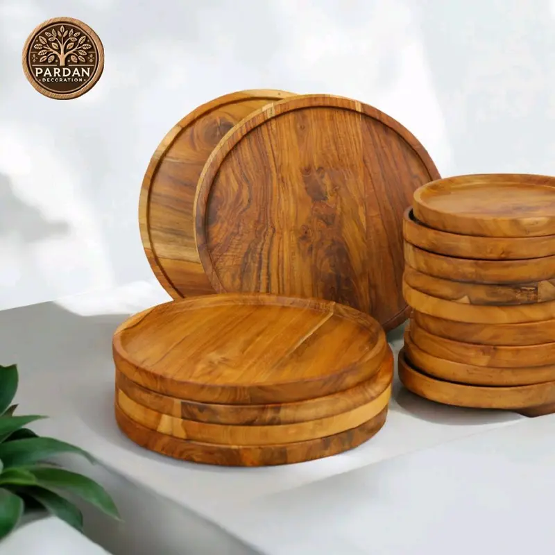 Coaster / Tatatakn Kayu Jati Aesthetic Bulat 30cm - Napan Kayu Foodgrade - Dapur nampan tatakan 4