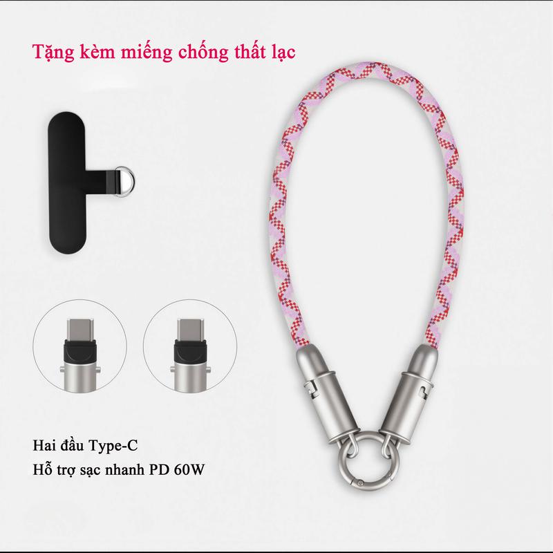 Dây đeo điện thoại + Cáp sạc 2in1 | Sạc nhanh, chống rơi | Tương thích iPhone Android 1