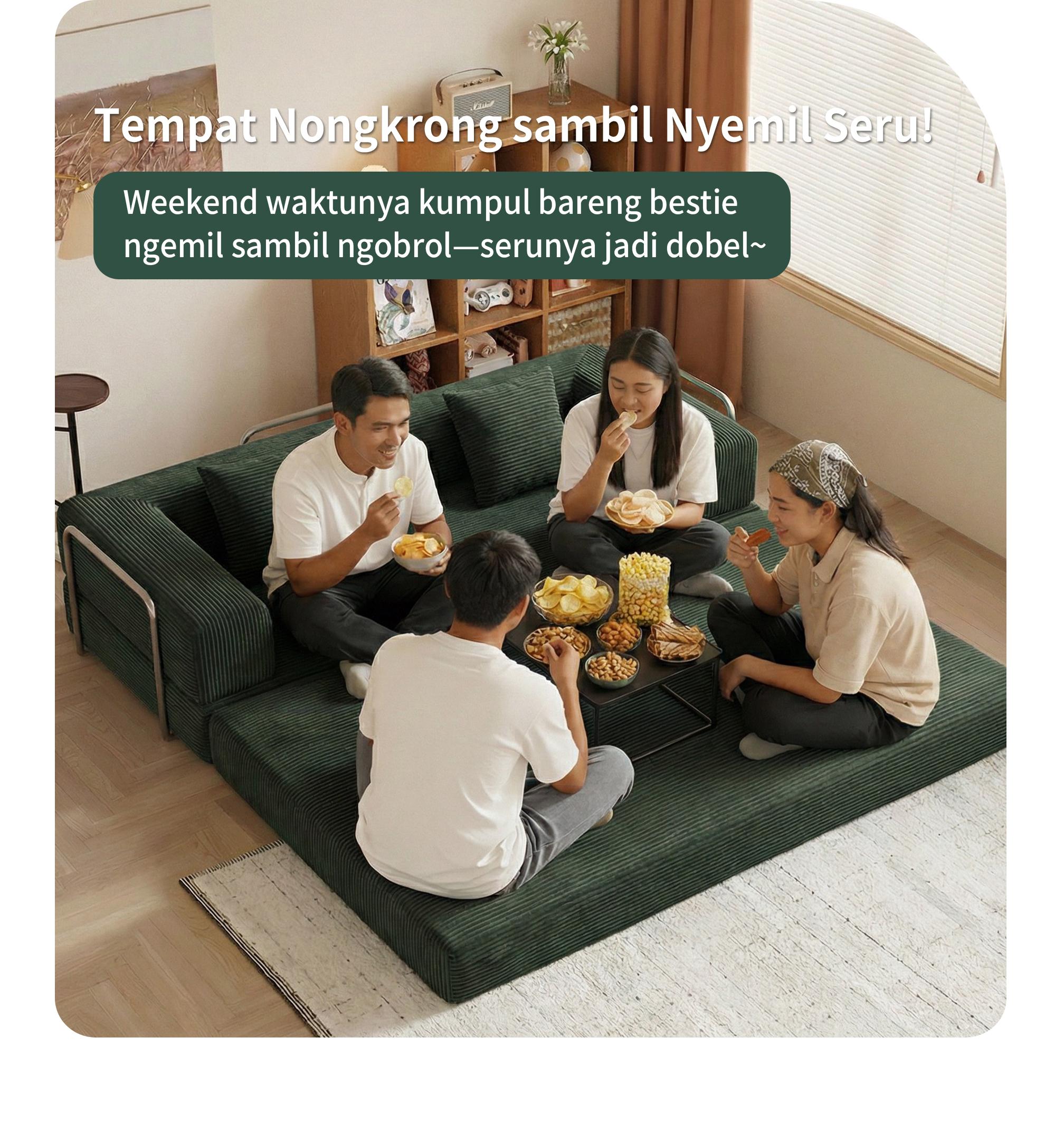 MossWood Sofa Bed Lipat Retro 2026 Desain Teddy Kecil untuk Ruang Tamu Kombinasi Moduler 2in1 MossWood Sofa Bed Lipat Retro 2026 Desain Teddy Kecil untuk Ruang Tamu Kombinasi Moduler 2in1