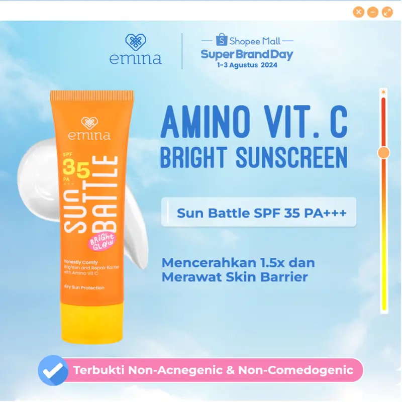 Emina Sun Battle SPF 35 PA+++ 50ml - Perlindungan Wajah Terbaik 1