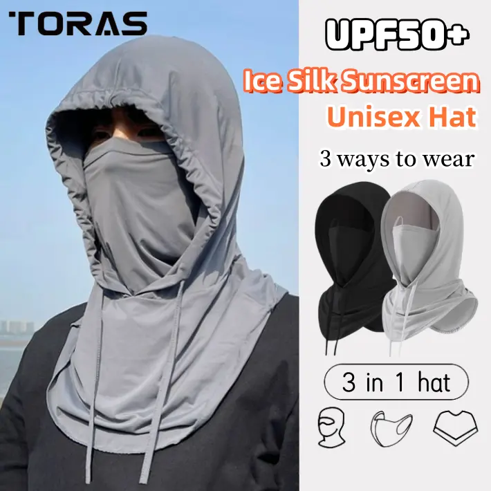 【24h Ship】 TORAS Outdoor 1pcs Men's and Women's Ice Silk Sunscreen Hat UV Protection Face Mask Design For Full Face Sun Protection Unisex Cap Cooling Balaclava