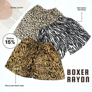 Boxer Celana Pendek Rayon Premium Adem Nyaman Unisex Motif Leopard Skena Kalcer All Size