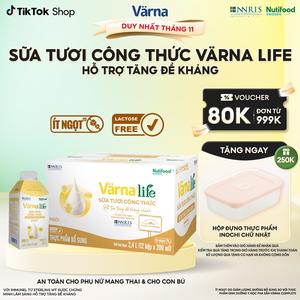 Thùng 12 hộp Varna Life sữa tươi công thức hỗ trợ tăng đề kháng (Vàng) (12 hộp giấy x 200ml)