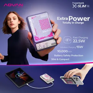 ADVAN X SLIM 10 Wireless Powerbank 10000mAh Magsafe Integrated Type-C Type-A Fast Charging 22.5W Over-Current Protection Short-Circuit Protection Lithium Ion Battery Material Slim & Compact Design
