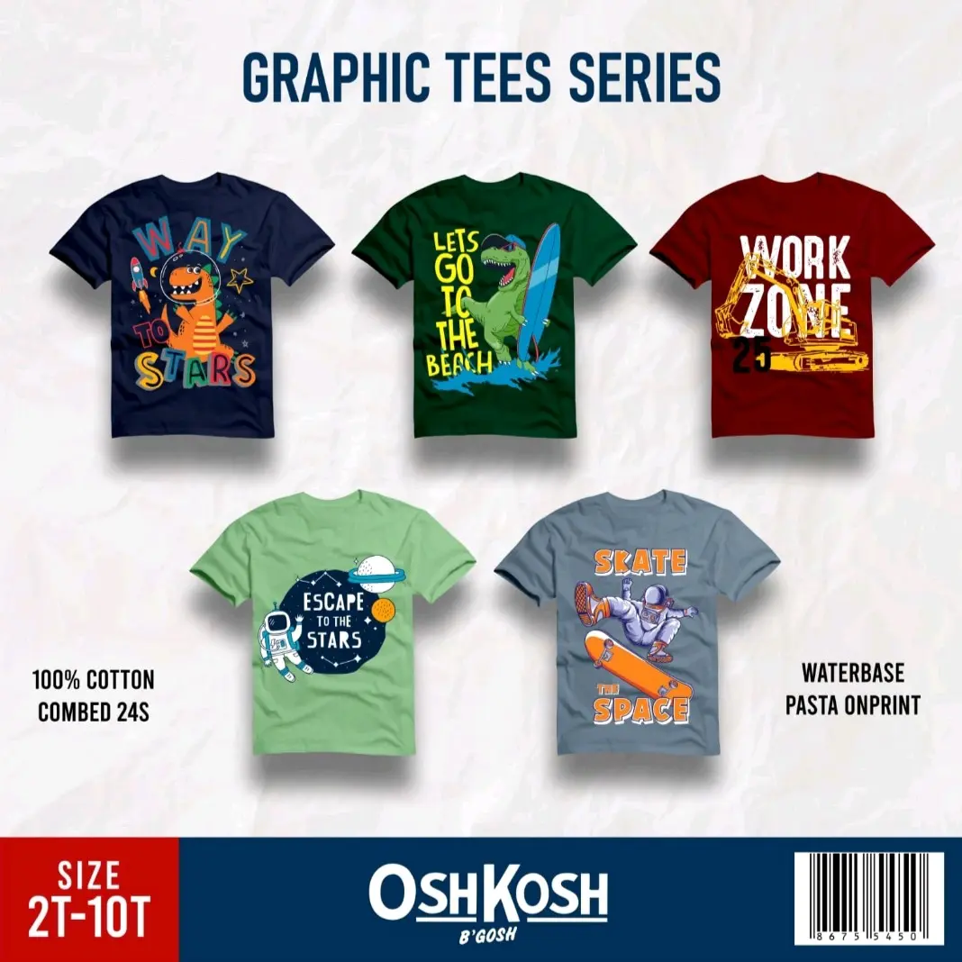 kaos katun anak laki-laki varian warna dan gambar