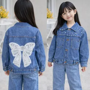 Jaket jeans anak perempuan usia 2-9tahun crop mutiara jeans denim jacket anak bluejeans mantel anak