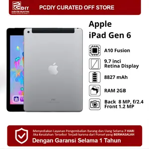 [Bekas] Apple iPad 6 (2018) Original - PROMO TERMURAH! Bisa COD & Garansi 7 Hari. Support iPadOS 17.7 (Versi Tertinggi). Dijamin 100% Ori.