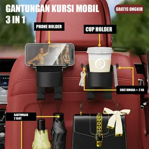 [BISA COD] Cup Holder Gantungan Rak Mobil Multifungsi 3-in-1 PROMO  - Car Car