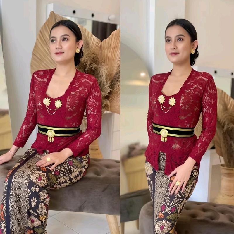 (KEBAYA SAJA) /Kebaya jadi Sofia full Strait / kebaya modern / kebaya brokat/ atasan tradisional/KEBAYA EMILLY Panjang kamen bali wisuda 2