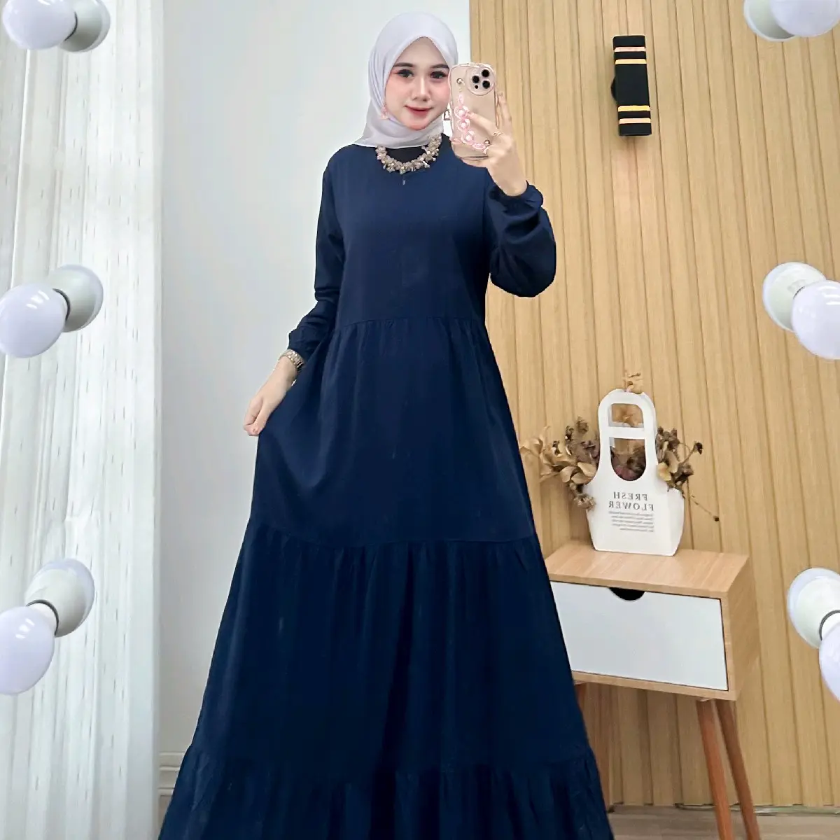 inara dress gamis polos gamis rayon premium tebal busui ukuran standar dan jumbo Dewasa Muslim Wanita Lembut
