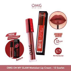 OMG OH MY GLAM Mattelast Lip Cream 2.9 g - Lip Cream Matte Dengan Warna Intense, Tahan Lama & Ringan