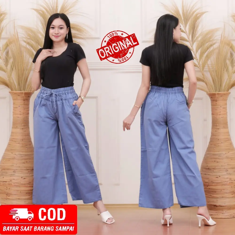 celana Panjang Kulot Highwaist Bawahan Wanita remaja soft jeans Harian BB 50 | kulot wanita longgar petir high waist