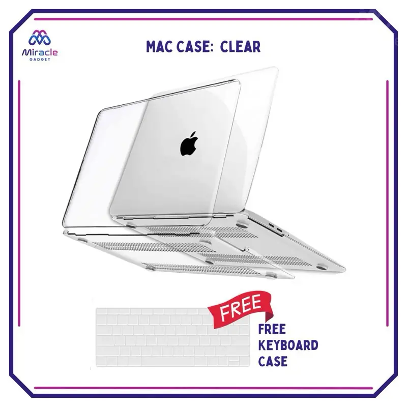 MacBook Case Clear / Bening / Transparan/ With Keyboard Protector Cover | Air Pro 11 13 14 15 16 Inch M1 M2 M3 M4 Touchbar Retina 2020 2021 2022 2023 2024 2025