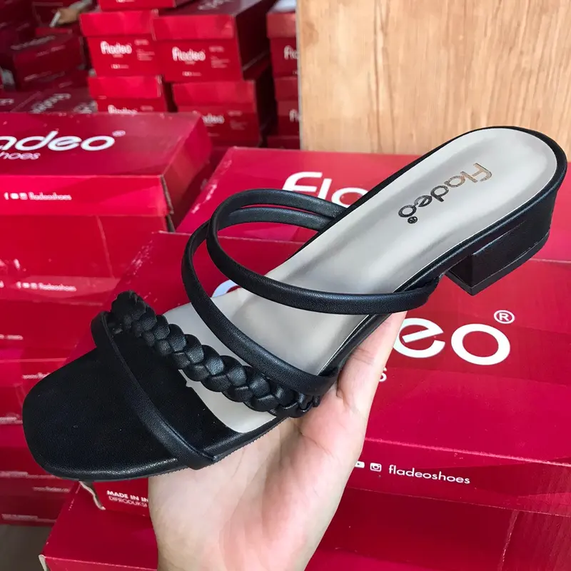 Sandal Heels Wanita Fladeo KP Hak 3cm Variasi Kepang Simpel Cantik 1