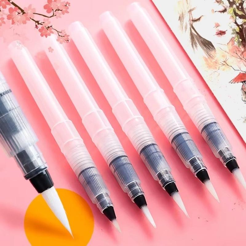 6 cái Tự làm Có thể đổ đầy lại Bộ bút vẽ màu nước Nylon Cấp độ nghệ sĩ Cọ vẽ…