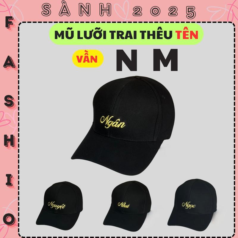   Vần N M  Mũ lưỡi trai thêu Tên Nhật My Nghi Nguyên cao cấp chất kaki form unisex nam nữ Sành Fashion 