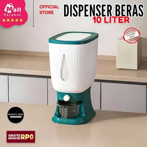 Mall Perabot | Dispenser Beras 10 Liter NEW COLOURS Rice Dispenser Tempat Wadah Penyimpanan Beras Otomatis Rice Box Dengan Wadah Pengering Biru Hijau