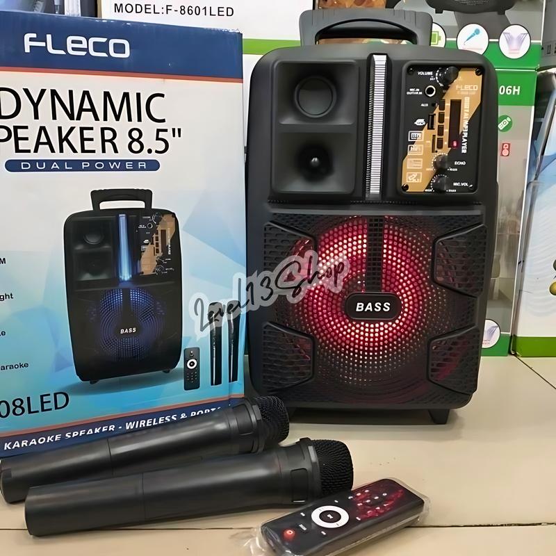 Speaker Bluetooth FLECO F-8808 LED 8 Inch Free 2 Mic Wireless Karaoke + Remote - Speaker Karaoke Full Bass FM Radio digital 7