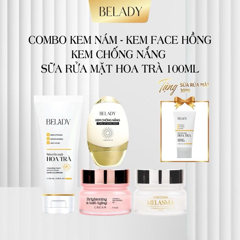 Combo 4 Sản Phẩm - Kem Vitamin C + Kem Chống Nắng + Kem Nám Melasma + Sửa Rửa Mặt Hoa Trà 100ml