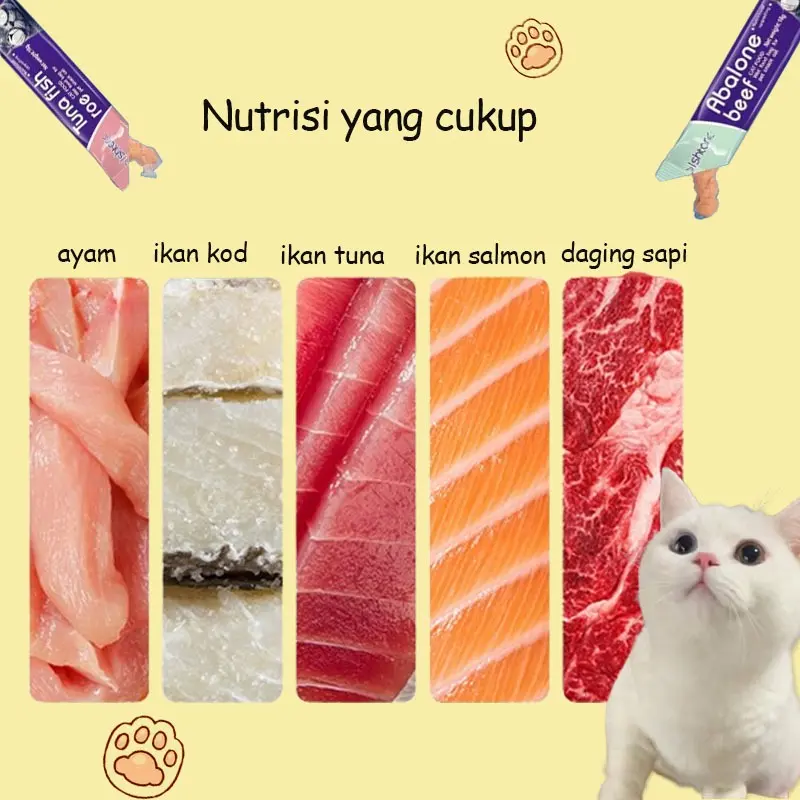 Snack Kucing cemilan kucing 16g/makanan kucing penggemuk Bergizi makanan anak kucing makanan kucing basah wet  food 1
