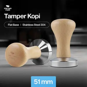 One Two Cups Tamper Kopi Espresso Press Filler Powder Hammer 51mm - T15