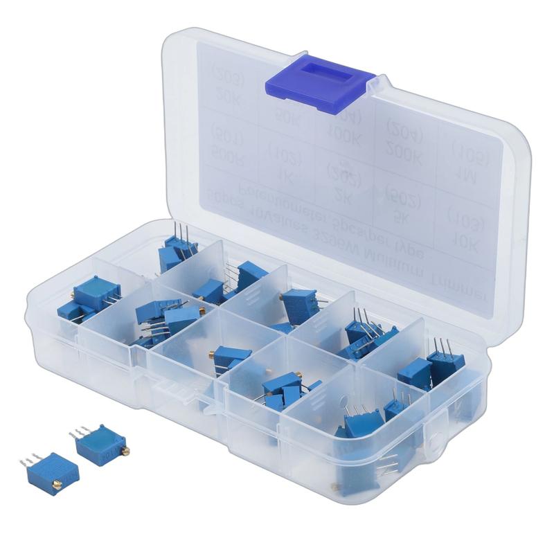 Bộ điện trở biến thiên 3296W, 50 cái – dùng cho gỡ lỗi mạch, điện tử DIY; bộ…