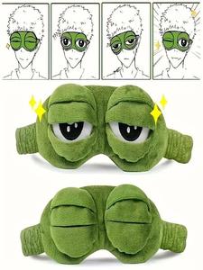 Máscara para dormir de ojo triste de rana 3D, cómoda y suave, diseño portátil unisex para adultos, estilo lindo, para todas las estaciones