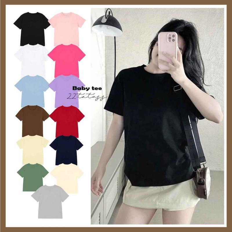  TRƠN - Áo baby tee áo thun tôn dáng vải cotton chính phẩm nhiều màu pastel 