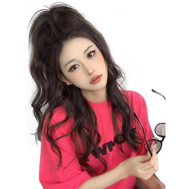 High Ponytail Wig Curly Ponytail Hair With Claw Clip Straight Ponytail Bun Wig Hairpieces For Women 8