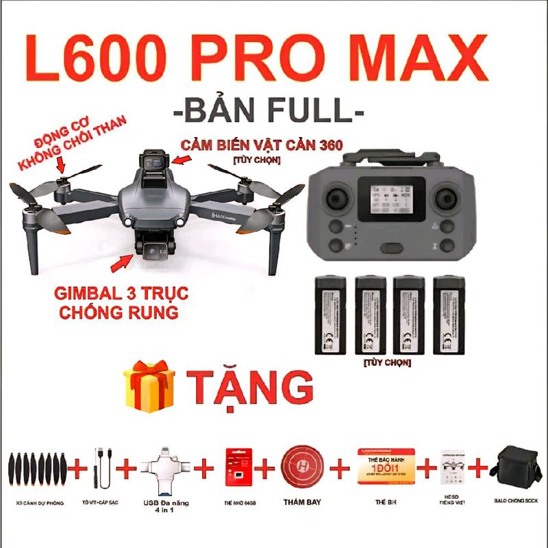 Flycam L600 PRO MAX Phiên bản mới 2025 Chống rung  3 trục +GIÁ TỐT Drone Chụp Ảnh Phụ Kiện fly  cam giare