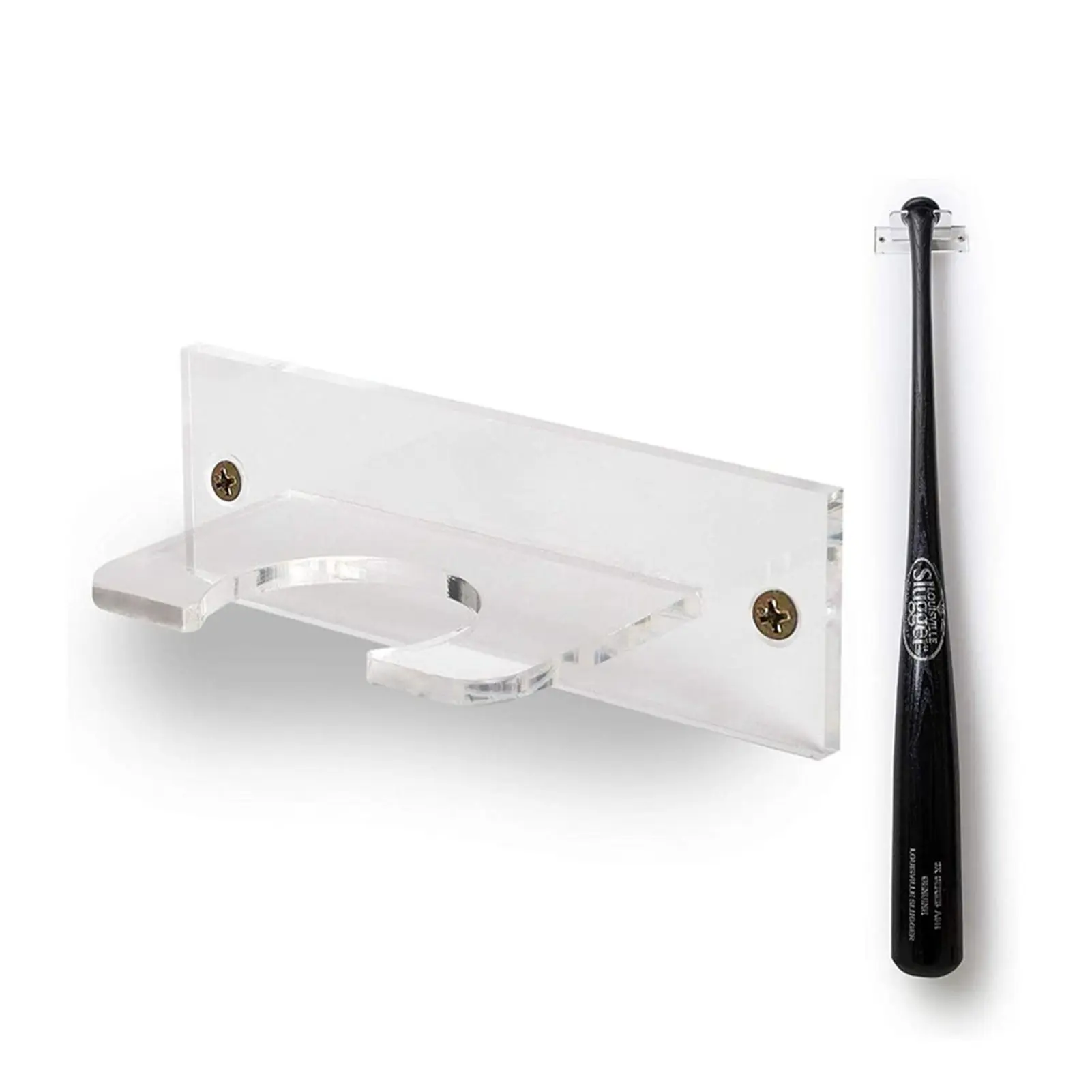 Baseball Bat Holder for Vertical Display Sturdy Acrylic Bat Storage Hanger Wall Mount Fits Handle of Any Baseball Softball Bat Easy to Install Clear Bat Rack