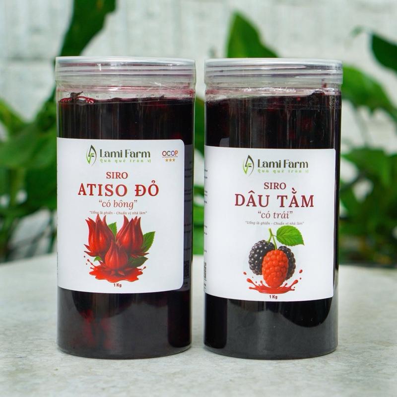 COMBO 2 HŨ SIRO - Siro atiso đỏ có bông 1kg và Siro dâu tằm có trái 1kg