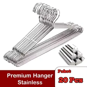 (GROSIR) 20PCS Gantungan Baju Stainless Besi Kawat Baja Anti Karat Termurah Premium Hanger Stainless Paket 20 Pcs