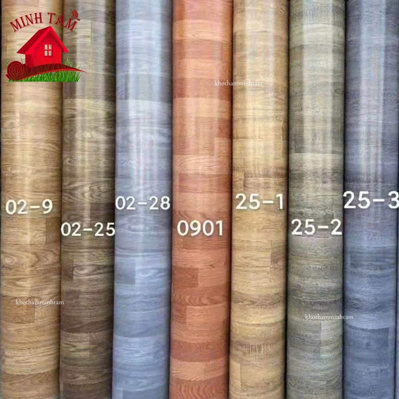 Thảm nhựa trải sàn vân gỗ, simili lót sàn vân gỗ miếng dán sàn giả gỗ chống nước bền đẹp, tấm simili dán sàn gỗ