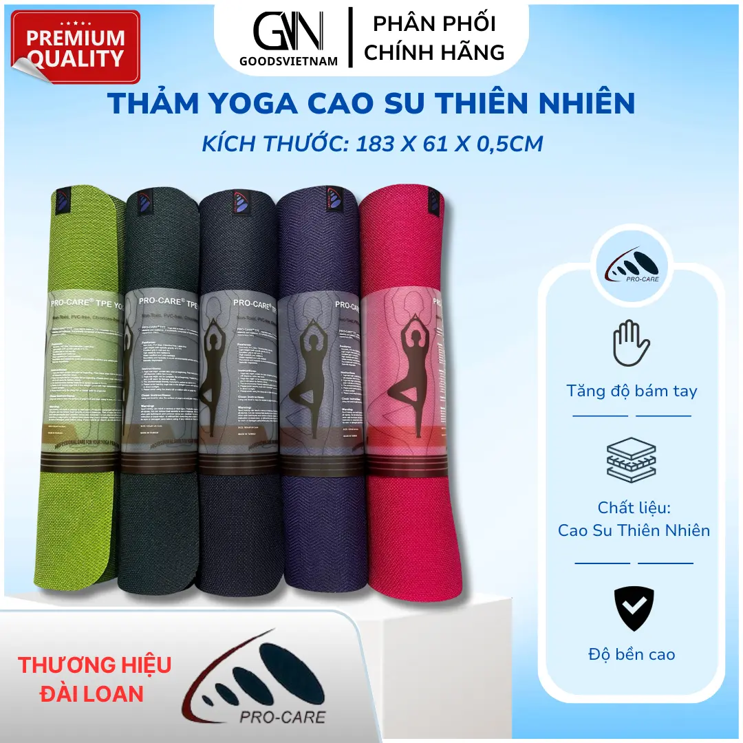 Thảm Yoga Chống Trượt Cao Su Thiên Nhiên PRO-CARE - Đạt Chứng Nhận SGS Thảm Tập An Toàn Sức Khỏe