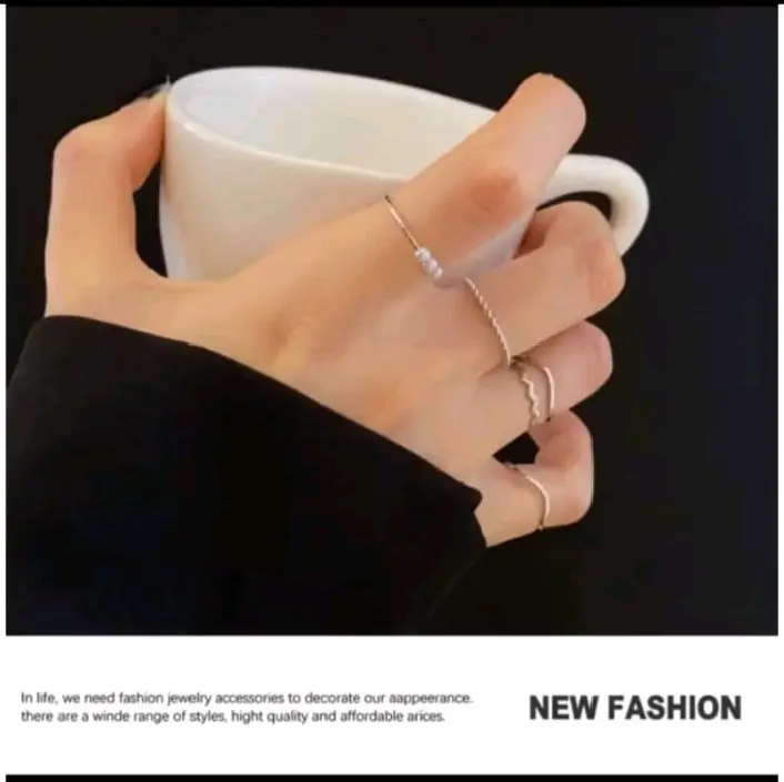 cincin korea style Cincin gold silver 5 Set Fashion (Set Ring) Korean Version Of Simple Personality