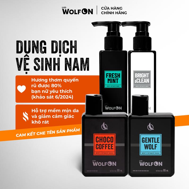 Dung Dịch Vệ Sinh Nam Giới LYD Wolf ON Hương Thơm Nam Tính Chai 95ml, 150ml Dưỡng Thể