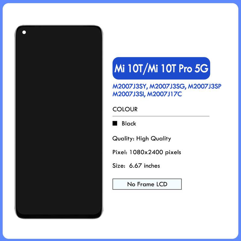 6.67" For Xiaomi Mi 10T 5G 10T Pro 5G LCD M2007J3SG Display Digital Touch Screen Replacement Assembly Parts [Free Gift] Repair Tools, Glue, and Protective Film 2