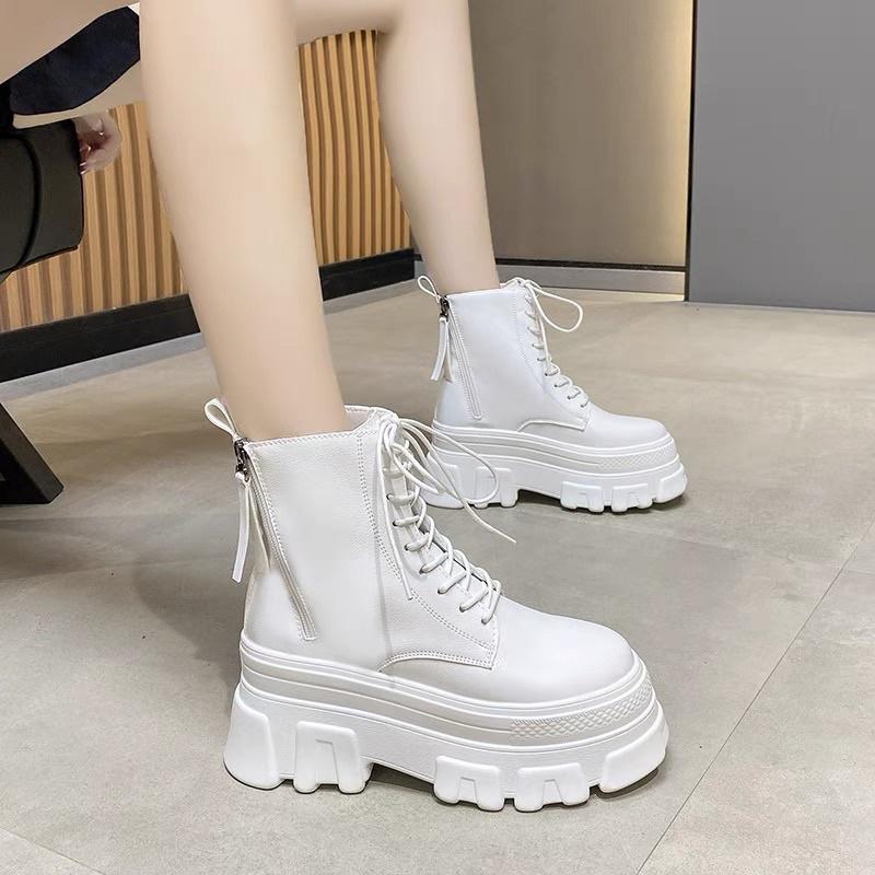 Product Introduction of Bốt Nữ, Thời Trang Hàn Quốc, Cắt Cao, Có Khóa Kéo Và Dây Buộc Boot GiàY Cổ Cao Nhung Shoes 12
