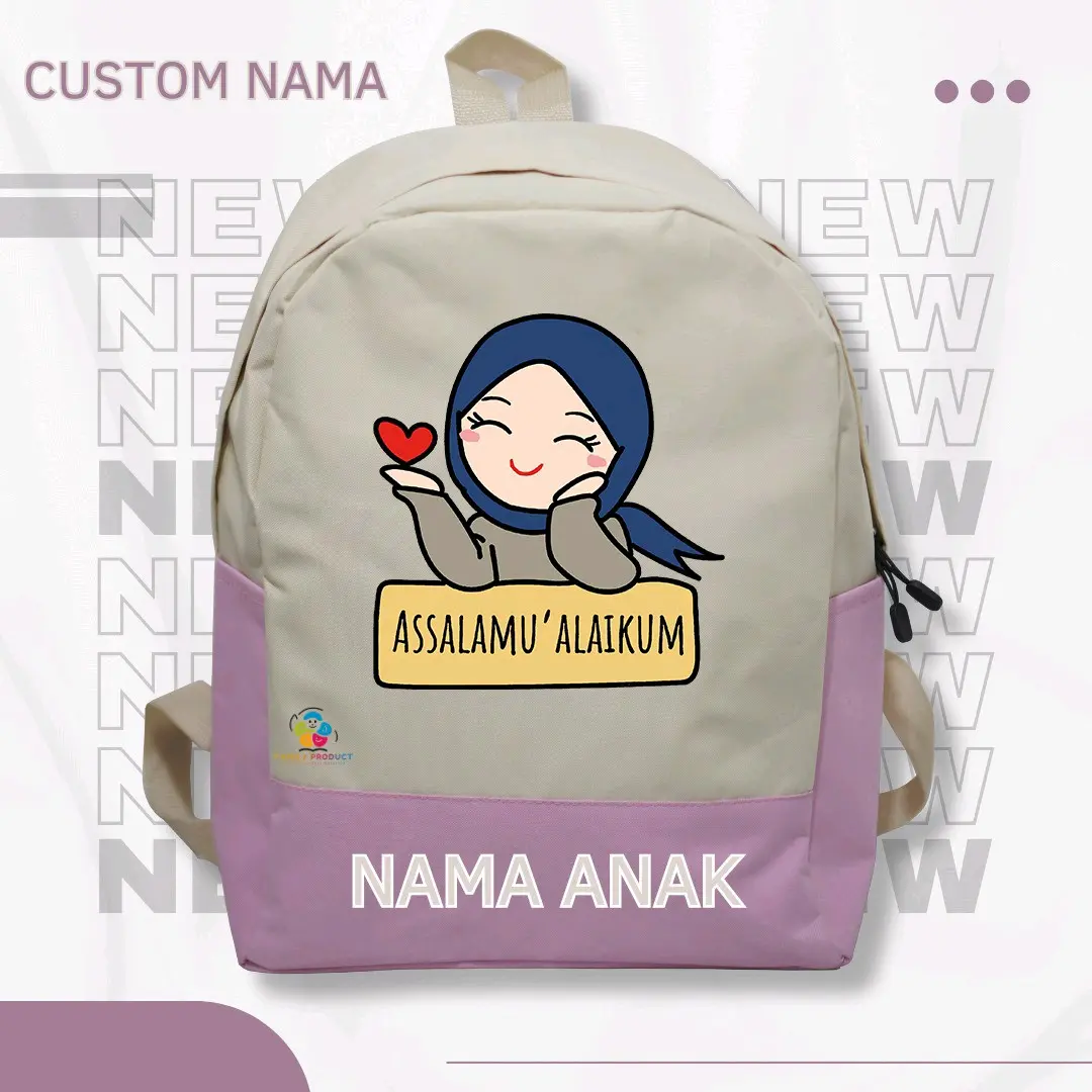 Tas Ransel Backpack karakter Assalamualaikum-anak Ngaji Sekolah TK SD Termurah (Free Nama)