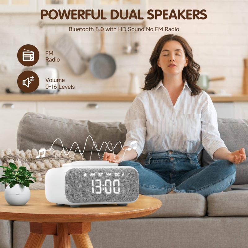 Product Introduction of Smart Alarm Clock Snooze Function Charging Station Radio Alarm Clock ， Alarm Clock Bluetooth Speaker Mains Operated Digital Alarm Clock without Ticking 26
