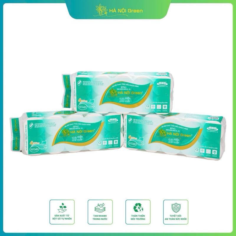  Combo 3 Bịch Giấy Vệ Sinh Hà Nội Green Gồm 30  Cuộn Giấy 4 Lớp Không Lõi 