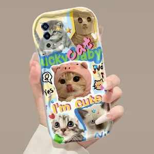 Casing Hp OPPO A55 4G Case Casing Majalah Kucing Lucu Softcase batas gelombang samping perlindungan ponsel kesing HP