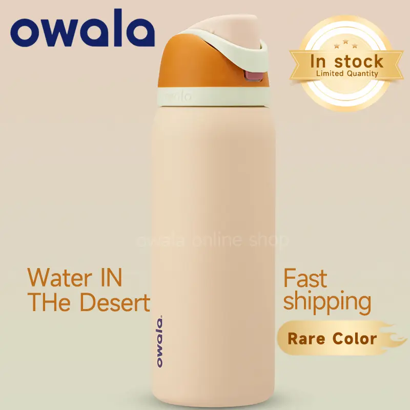 （Water IN THe Desert) Owala FreeSip Insulated Stainless Steel Water Bottle with Straw for Sports and thermos cup water bottle new Owala vacuum thermos cup sports water bottle straw water cup Drinkware Flasks Portable