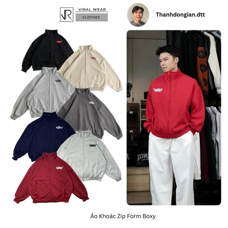 [VRW x Thành Đơn Giản] Áo Khoác Zip Form Boxy Viralwear Unisex Nỉ 2 Da Mặc Được 4 Mùa