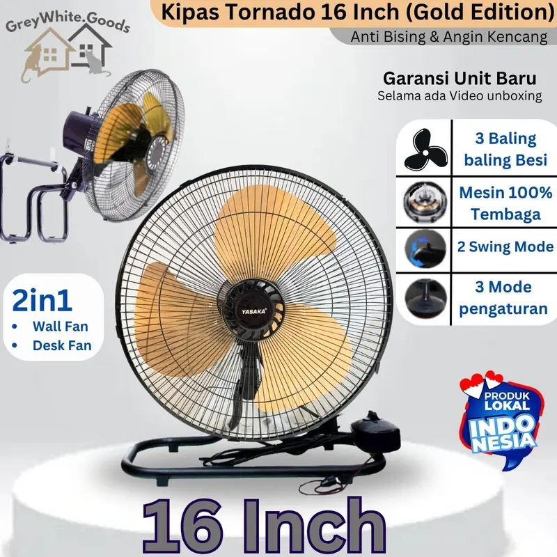 Kipas Tornado Fan 16 Inch 2in1 besi meja baling besar 0