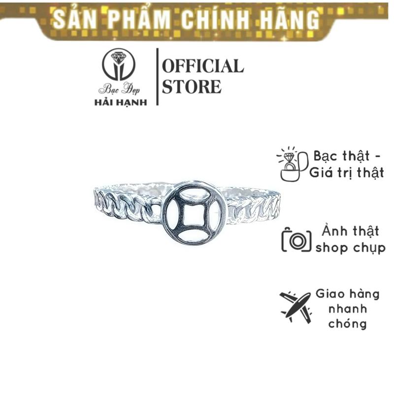 Nhẫn bạc ta đồng tiền may mắn – đai mắt xích dày dặn – Bạc Đẹp Hải Hạnh HHJ
